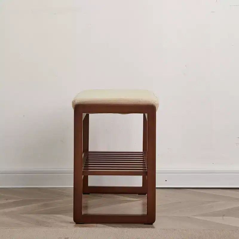 GDFStudio Broderick Beech Wood Slatted Shoe Rack, 23.63 W Upholstered Bench