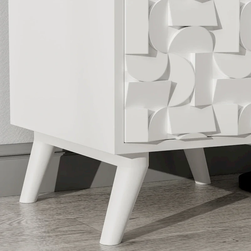Ash Grey Mango Solid Wood Nightstand with 1 Door and 1 Drawer for 1 Person
