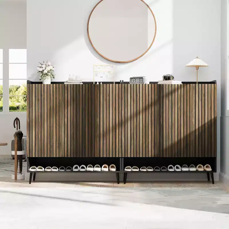 Large Shoe Cabinet with 3 Doors, Adjustable Shelves, Shoe Organizer for Hallway, Entryway, Living Room