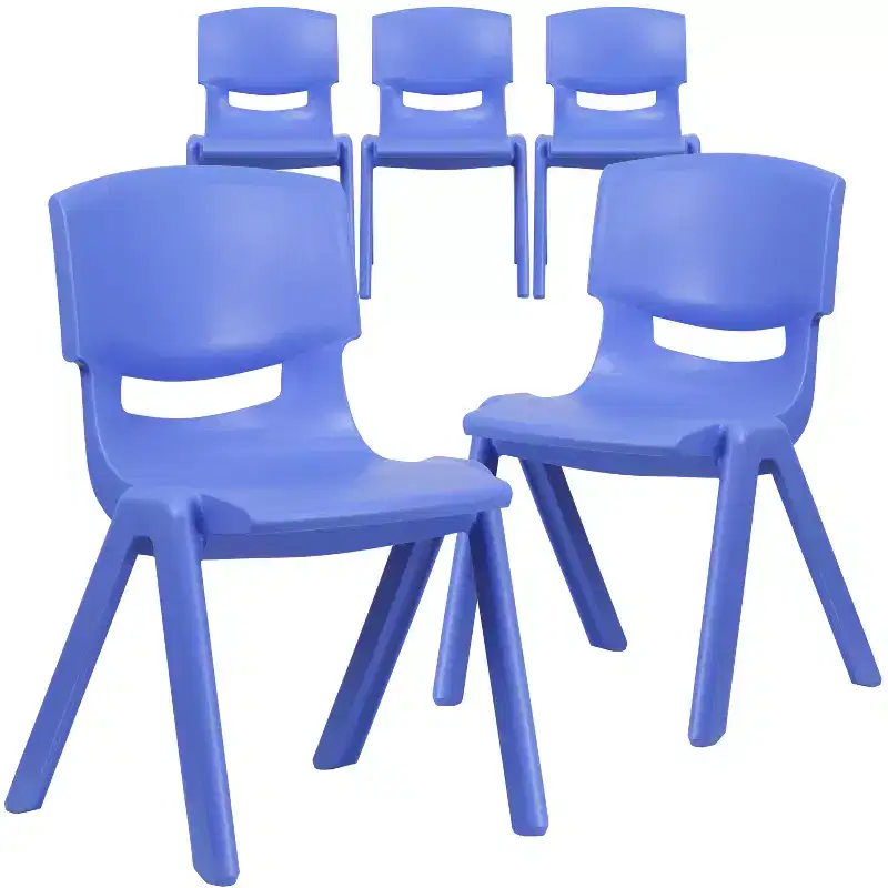 Emma and Oliver 5 Pack Plastic Stackable School Chair with 15.5'' Seat Height