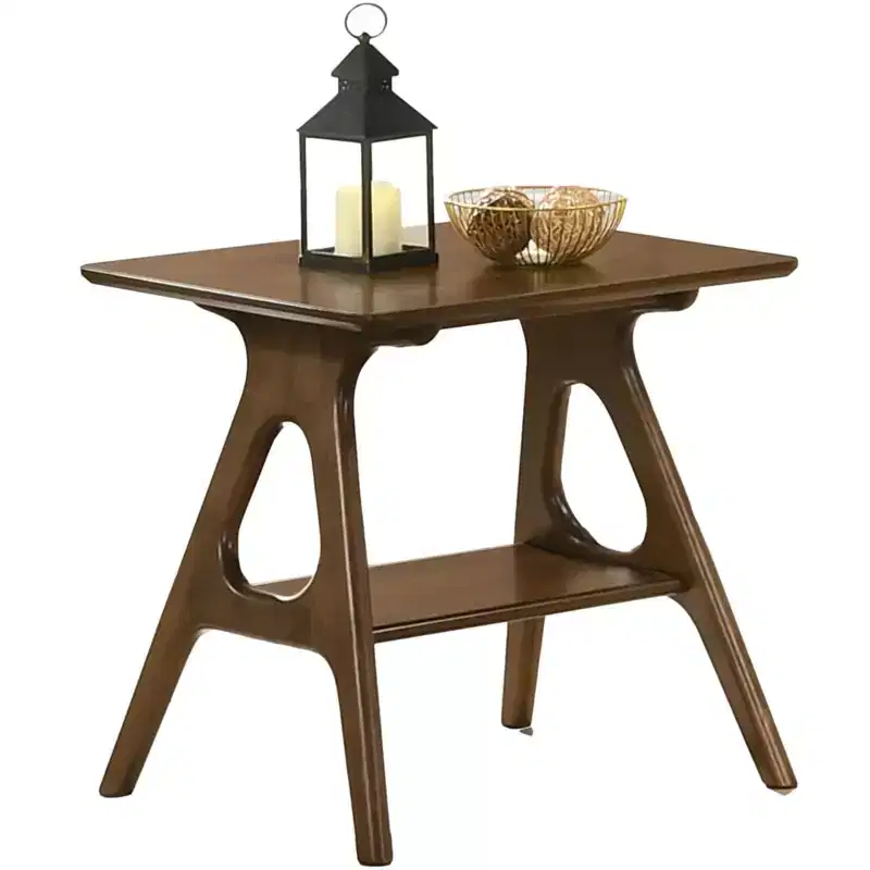 Roundhill Furniture Arona Mid-Century Modern Wood Shelf End Table