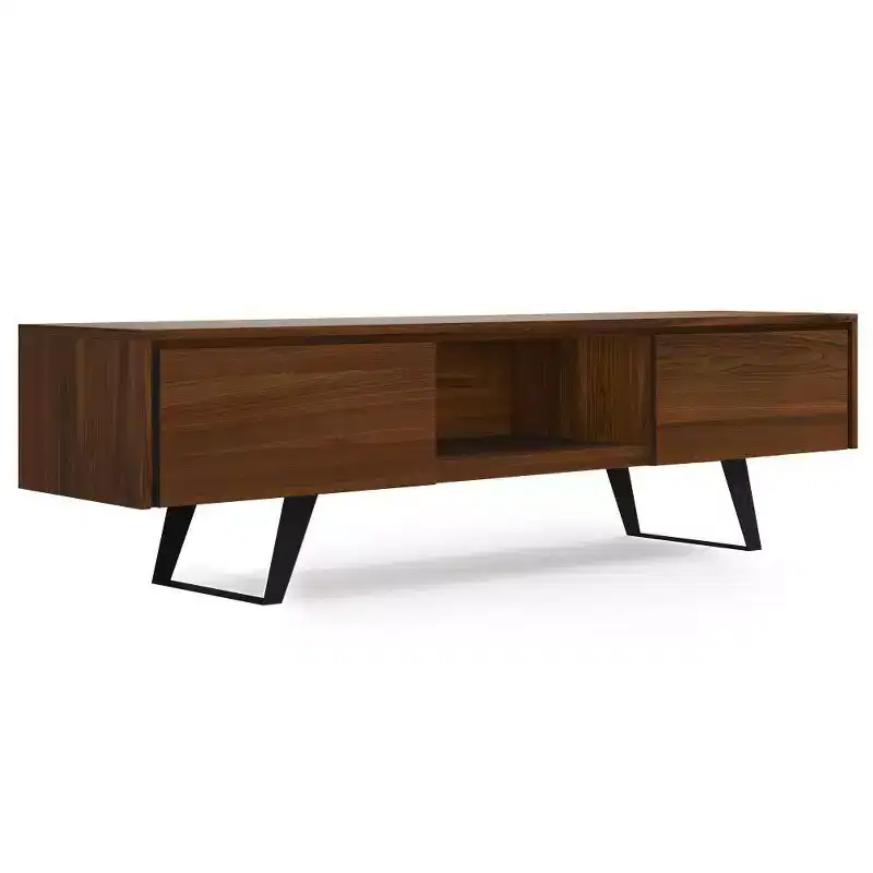 72 Inch TV Stand for TVs up to 80 Inch Walnut Veneer