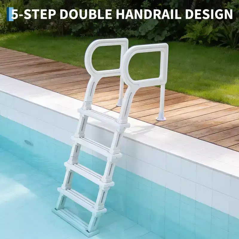 Heavy Duty 5-Step Swimming Pool Ladder with Double Handrails  Non-Slip Sturdy PE Steps  400 lbs Capacity Fits 48-54 Inground & Above Ground Pools
