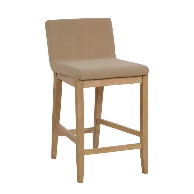 Nathan James Gracie Counter Height Barstool Light Brown Wood/Light Brown Faux Leather: Rubberwood Frame, 300 lbs Capacity