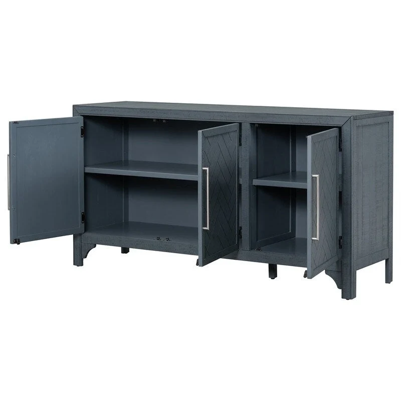 60W Cabinet Sideboard with Adjustable Shelves and Pine veneer - N/A