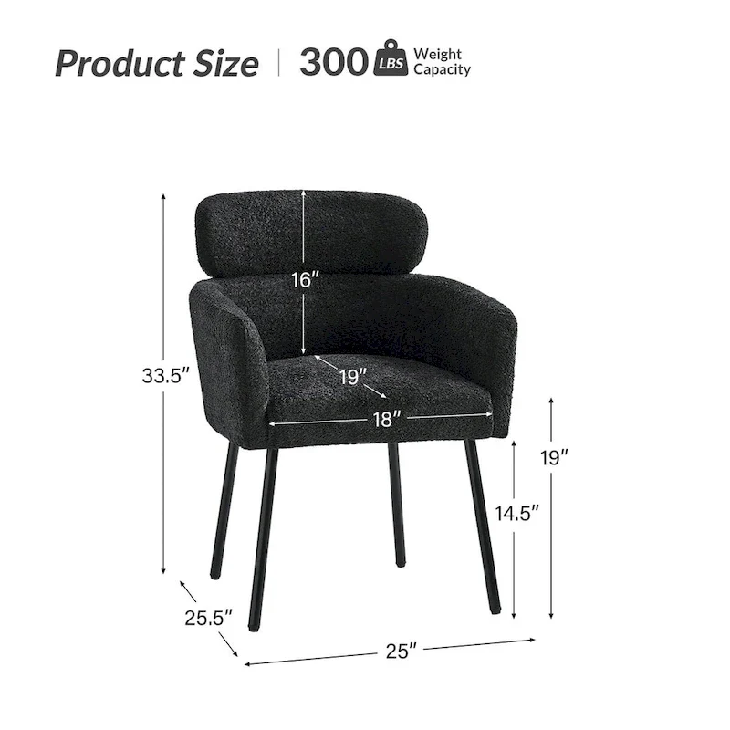 Amos Modern Boucle Dining Chair with Adjustment Feet Set of 2 by HULALA HOME