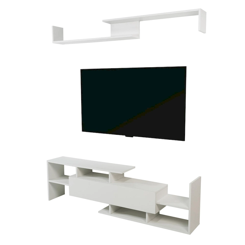 Surrey 60.2 2 Pc 1-Drawer Floating TV Stand Media Console with Open Shelves