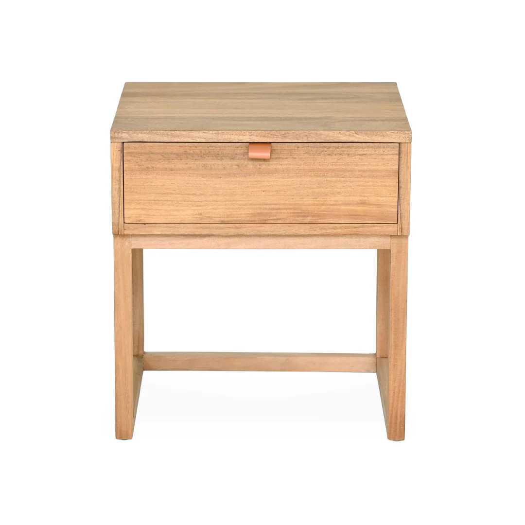 Natural Leather Bedside Table for Bedroom