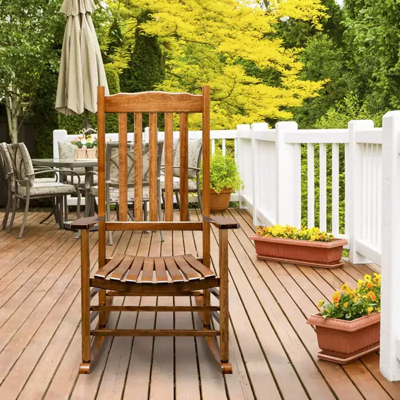 Karl Home | 24-Inch Solid Wood Patio Rocking Chair