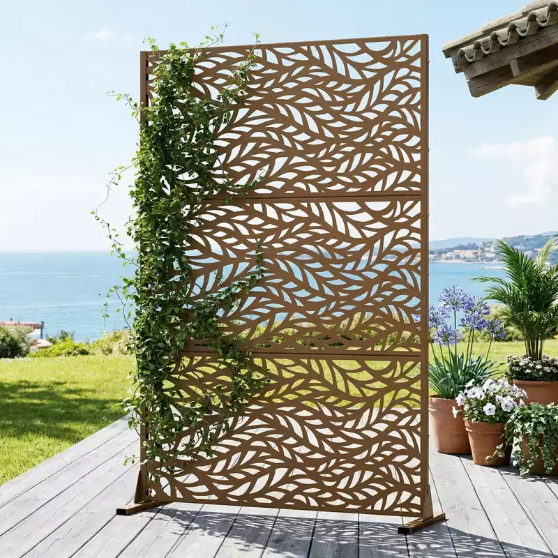 Outdoor Metal Privacy Screen – Freestanding Fence Panels & Decorative Trellis for Garden, Deck & Yard