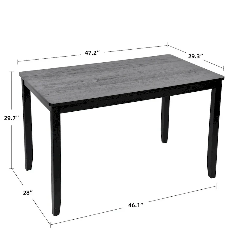5-Piece Solid Wood 47L Dining Table Sets (1 Table+ 4 Slat Back Chairs)