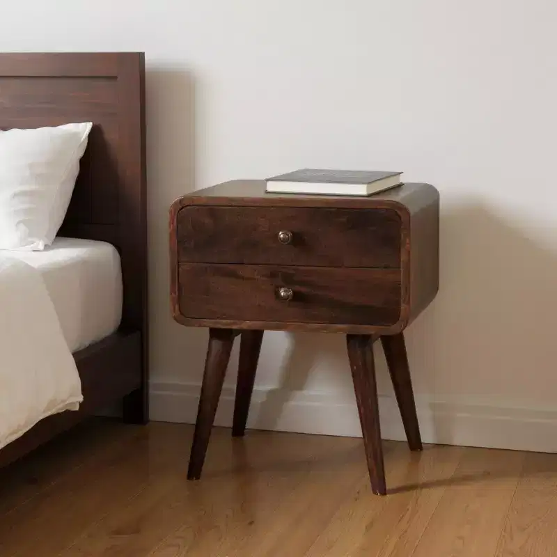 HomeRoots 22 Chestnut Solid Wood Two Drawer Nightstand