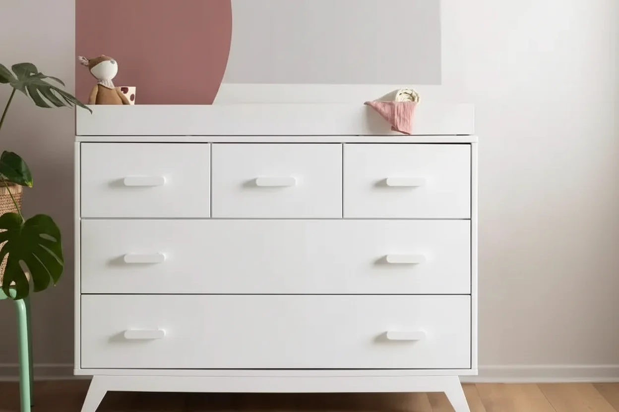 5-Drawer Nursery Double Dresser with Soft-Close Drawers - Black