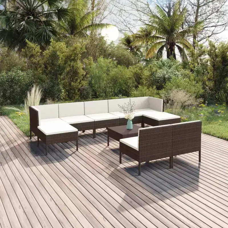 vidaXL Garden Lounge Set Brown Poly Rattan Standard Modular