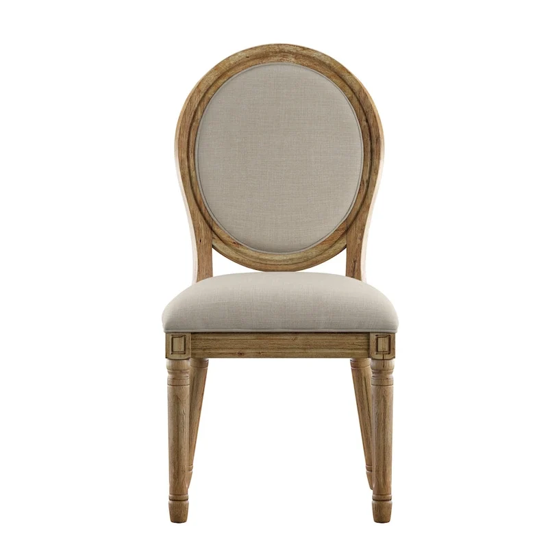 Deana Round Linen and Wood Dining Chairs (Set of 2) by iNSPIRE Q Artisan
