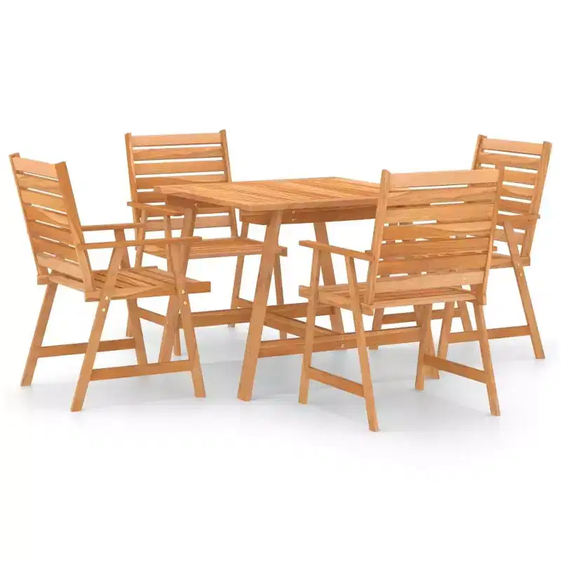 vidaXL Outdoor Dining Set Natural Wood Solid Acacia wood 5-Piece Durable