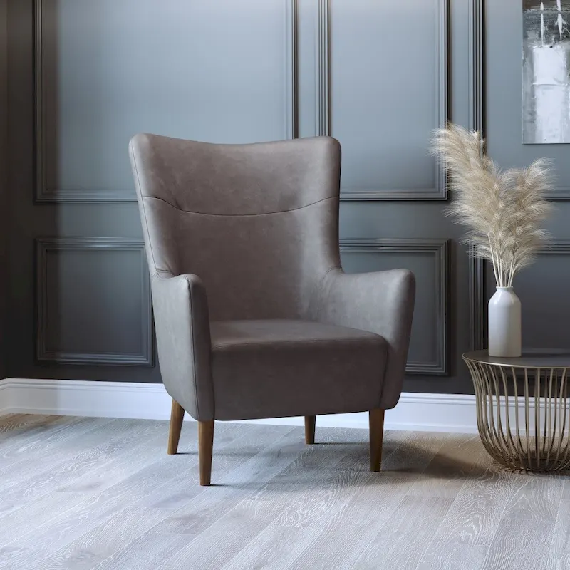 Commercial Upholstered Wingback Accent Chair with Wooden Frame and Legs - 33.25D x 29.75W x 41.25H
