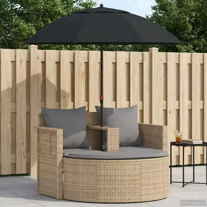 vidaXL Garden Sofa with Cushion 8 pcs Beige and Light Grey Poly Rattan