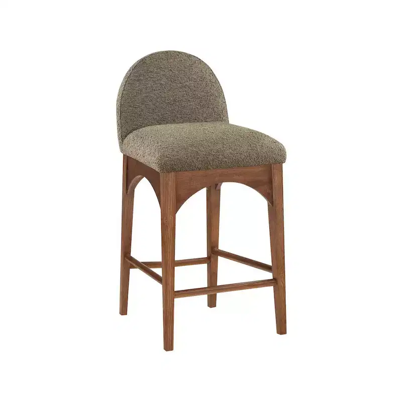 Boucle Fabric Counter Stool with Ash Wood Frame – Seat 18