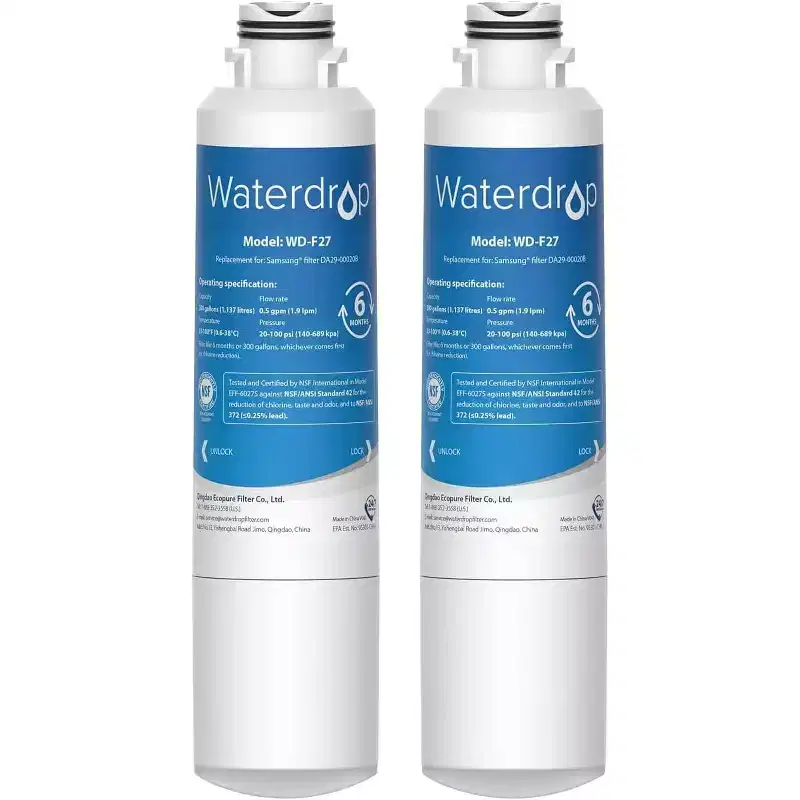 Waterdrop DA29-00020B Replacement for Samsung Water Filter HAF-CIN/EXP, DA29-00020B, HAF-CIN, DA29-00020B-1,NSF 42 and 372 certified, 2 Filters