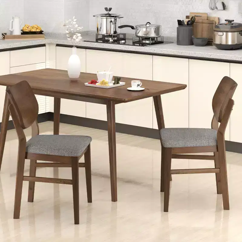 Costway Dining Chairs Set of 2 w/ Rubber Wood Frame Padded Seat Curved Back Living Room