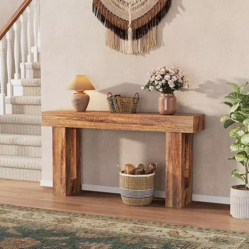 63 Inches Farmhouse Long Console Table for Entryway, Narrow Sofa Table for Hallway, Behind Couch Entrance Table, Accent Table for Home Office