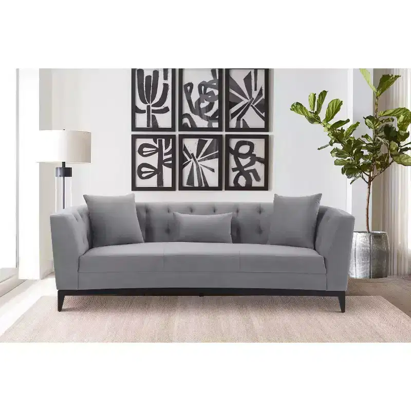 Melange Velvet Sofa Gray - Armen Living