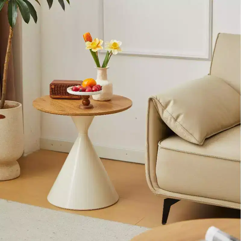 Round Coffee Table Set Of 2, Modern Accent End Tables For Living Room, Small Bedside Cupboard With Sturdy Base, Minimalist Circle Coffee Tables