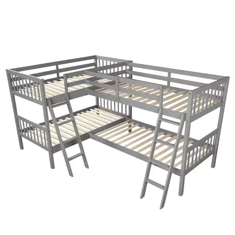 Whisen Twin-Over-Twin L-Shaped Bunk Bed with Ladder