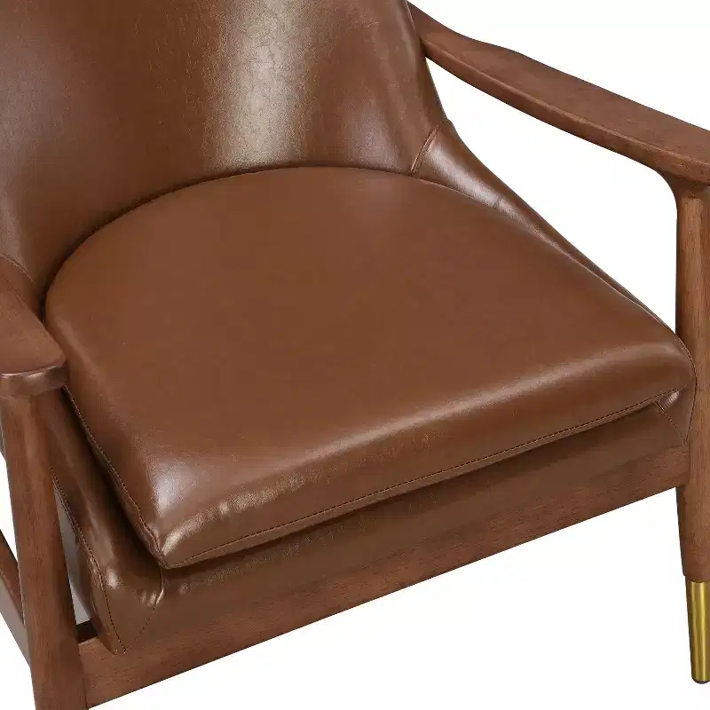 Christopher Knight Home Freja Modern Faux Leather and Wood Accent Chair