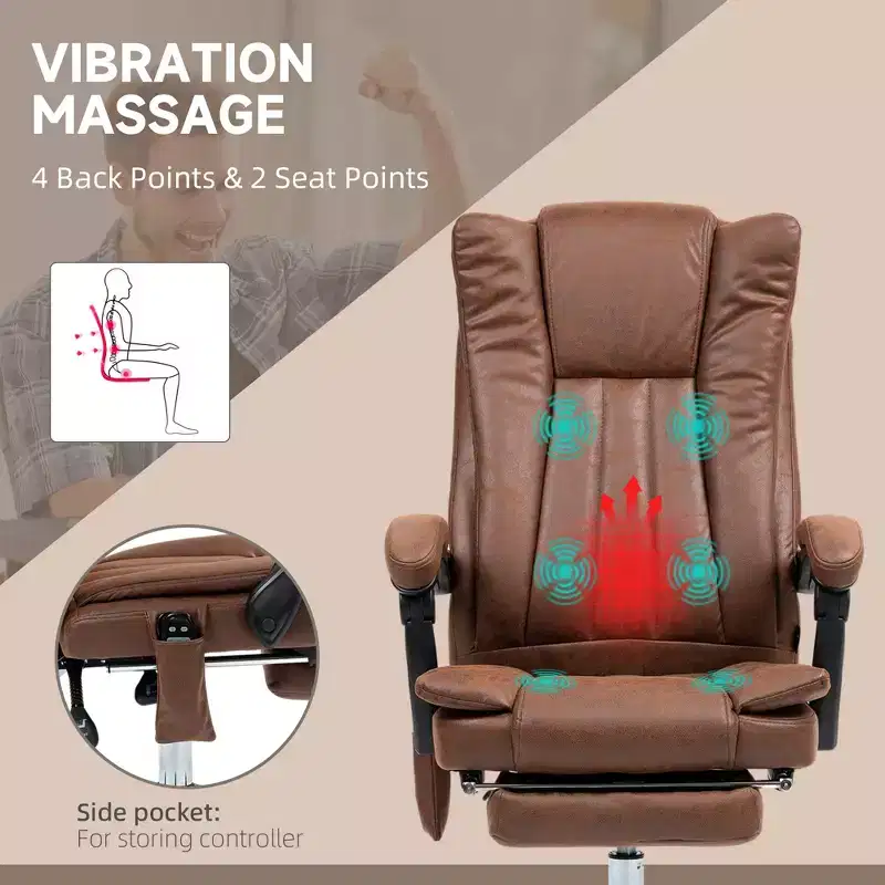 Massage Office Chair with 6 Points and Heat, Reclining Computer Chair with Adjustable Height and Footrest