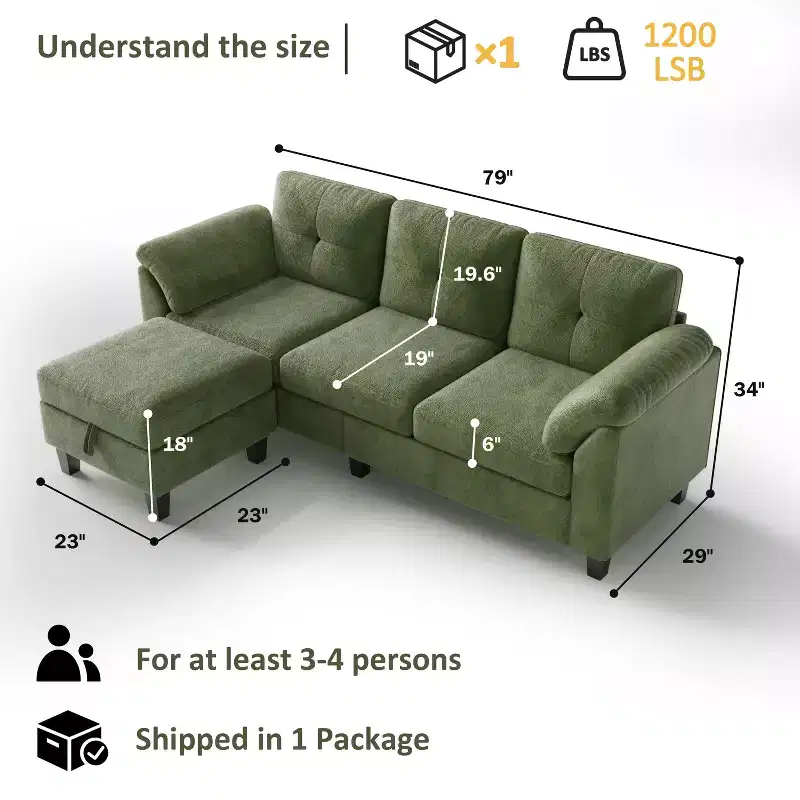 Dyonery 76.4-inch Modern Style Three-seater Sofa with Armrests and Pillows in Chenille Beige