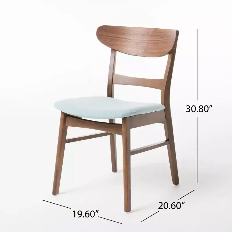 GDFStudio Dimick Mid Century Modern Fabric Upholstered Wood 5 Piece Dining Set