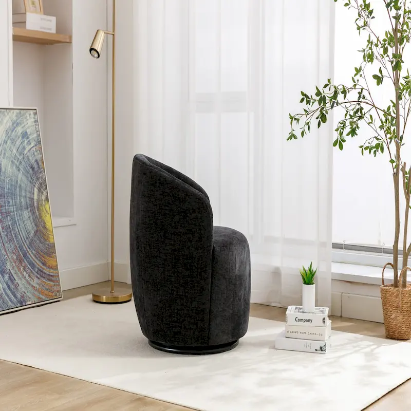 Chenille Fabric Swivel Accent Armchair
