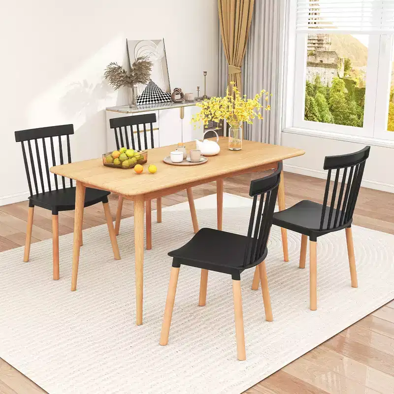 Costway Set of 4 Windsor Dining Chairs Dining Chairs w/ Spindle Backs & Curved Seats