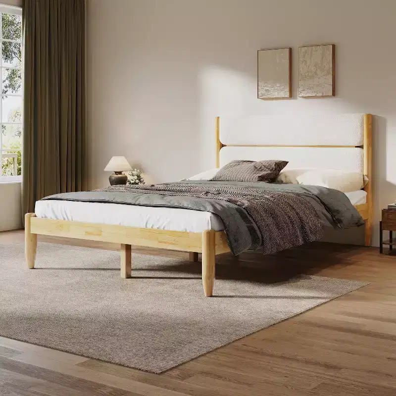 Christopher Knight Home Groth Modern Rubberwood Fleece Upholstered Bed