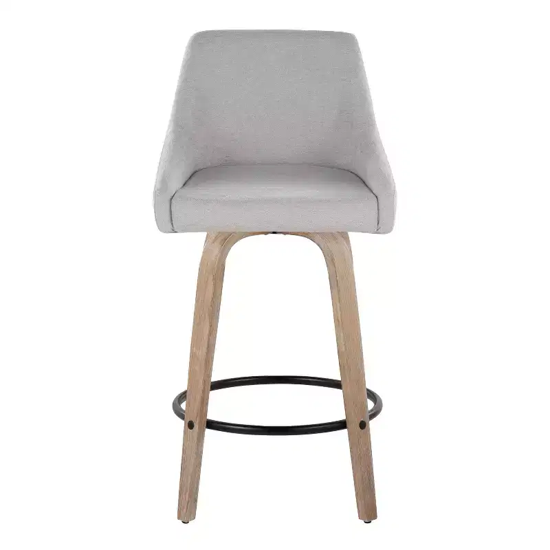 LumiSource Set of 2 Hannah Counter Height Barstools Whitewashed Wood