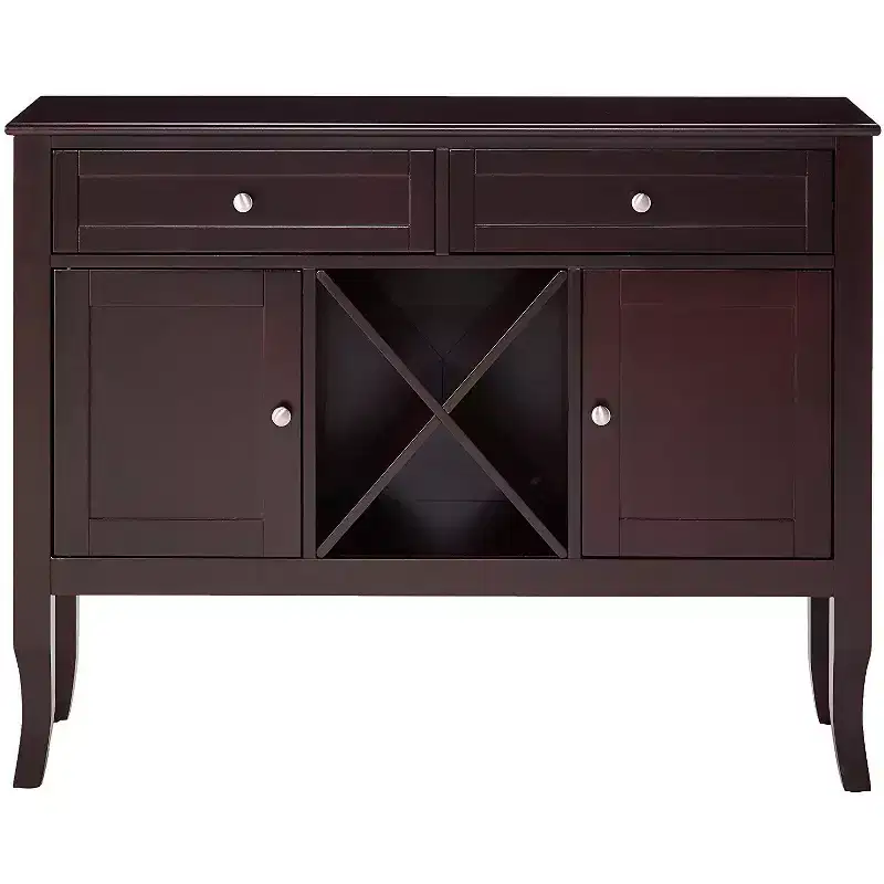 Cherry Wood Buffet Console Storage Cabinet that 12 Bottles, Dark Cherry