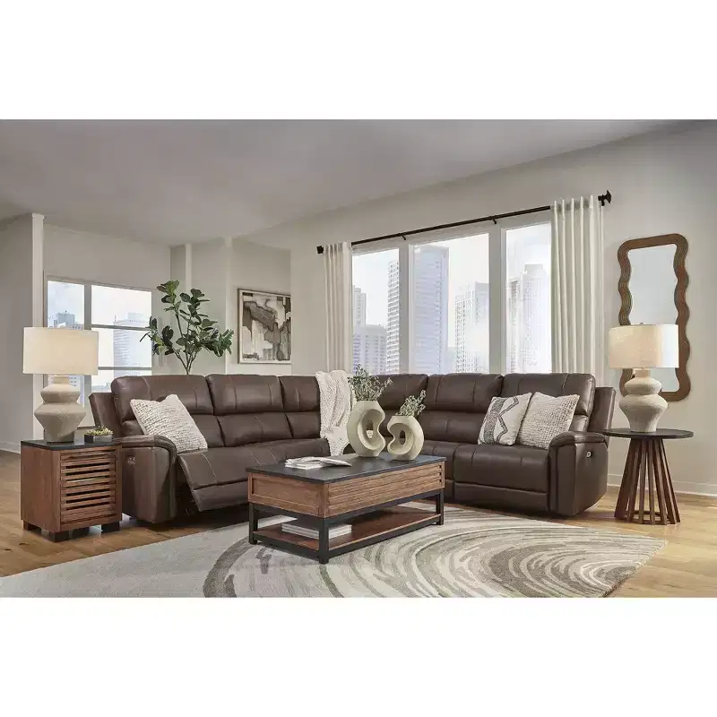 Kallari Round End Table — Two-Tone Warm Brown & Black, Mango Wood & Veneer