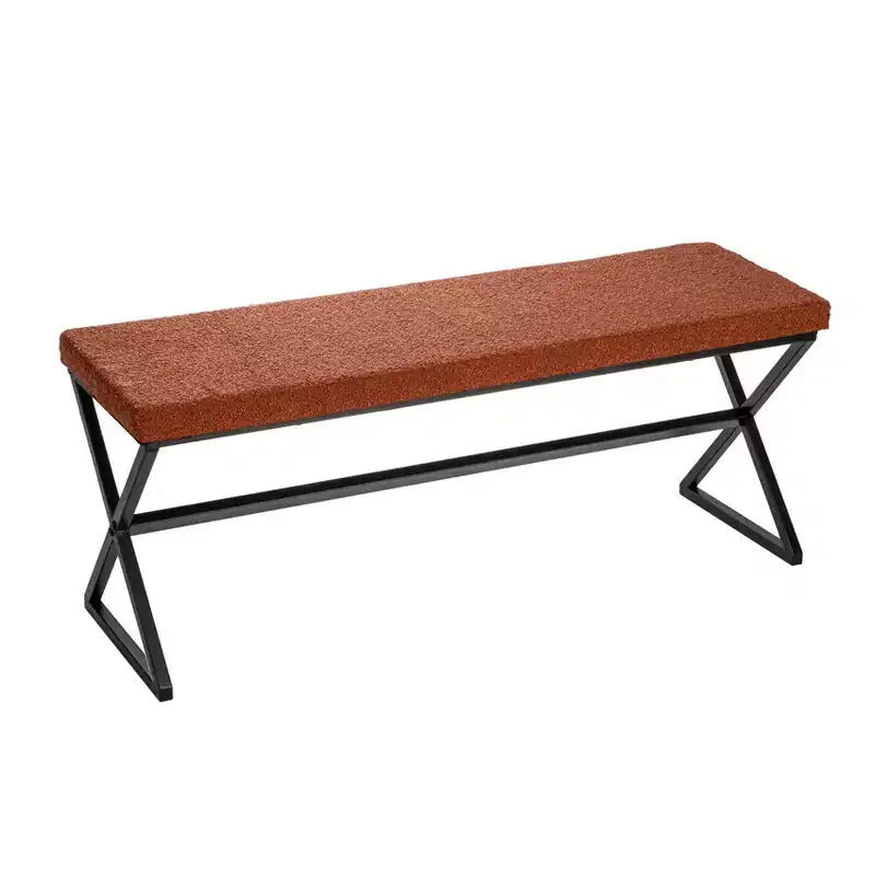 Harper Metal Bench with Boucle Upholstered Cushion