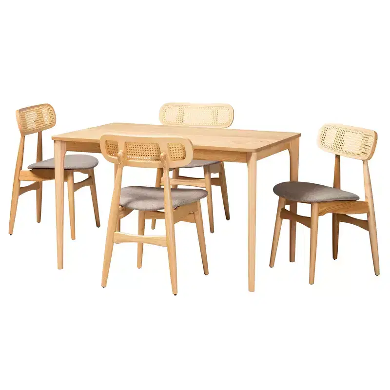 Baxton Studio Tarana Mid-Century Modern Wood 5-Piece Dining Set
