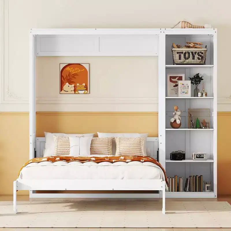GDFStudio Holbrook Murphy Bed Wall Bed with Shelves