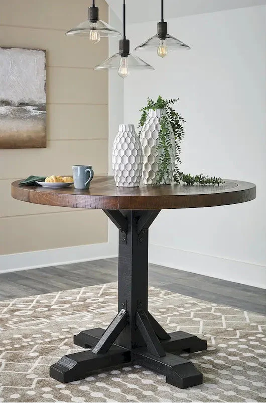 Black & Dark Brown Counter Height Dining Table, 48