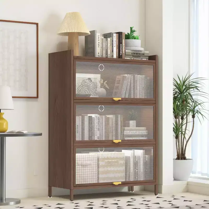Tall Metal Storage Cabinet with 3 Flip Doors, Freestanding Steel Organizer with Ample Storage Space for Bedroom, Living Room, Kitchen