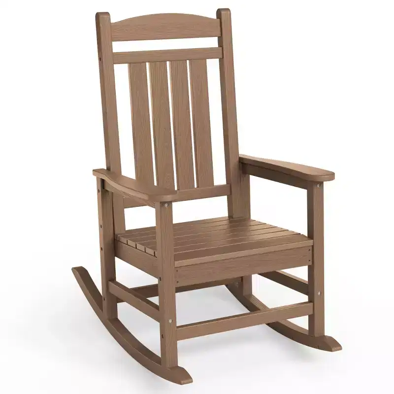 Hyleory HDPE Patio Rocking Adirondack Chair, Extra Wide Outdoor Chair for All Seasons