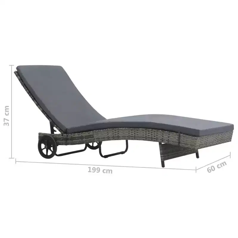 vidaXL Sunlounger Anthracite PE (Polyethylene) Rattan Large
