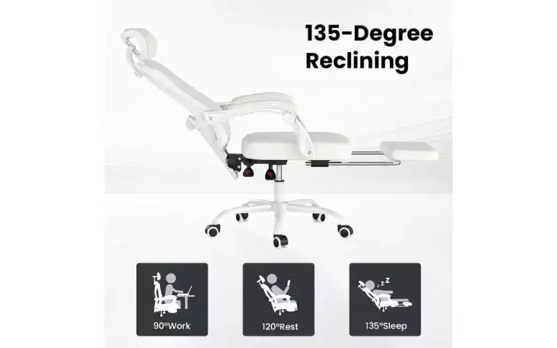 Ergonomic High-Back Mesh Office Chair with Footrest, Headrest & Adjustable Lumbar Support, 350 lbs
