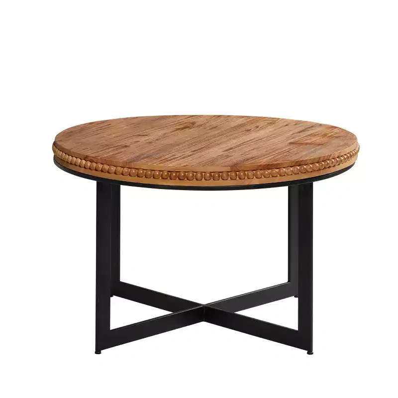 Industrial Wood and Metal Coffee Table Brown - Olivia & May: No Assembly, Sturdy Iron Legs