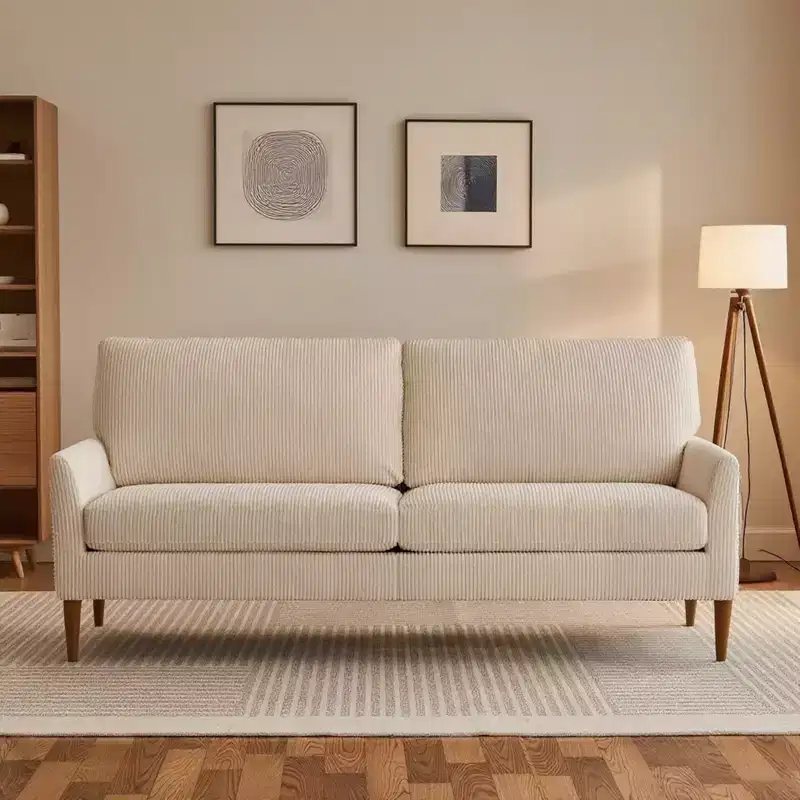 3-Seater Sofa, Beige/Blue/Gray/Green, Corduroy & Linen, Seats 3
