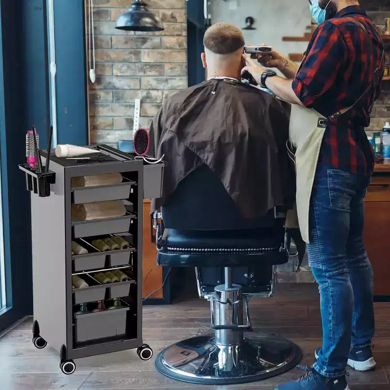 Salon Trolley, Storage Trolley, Stylist'S Equipment Storage Trolley, Hairdryer Holder, 6 Extra Storage Trays and Free Combination Tool, 1 Stand